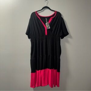Sunshine & Rodeos 3x Black and Hot Pink Women's Tiered Boutique Dress